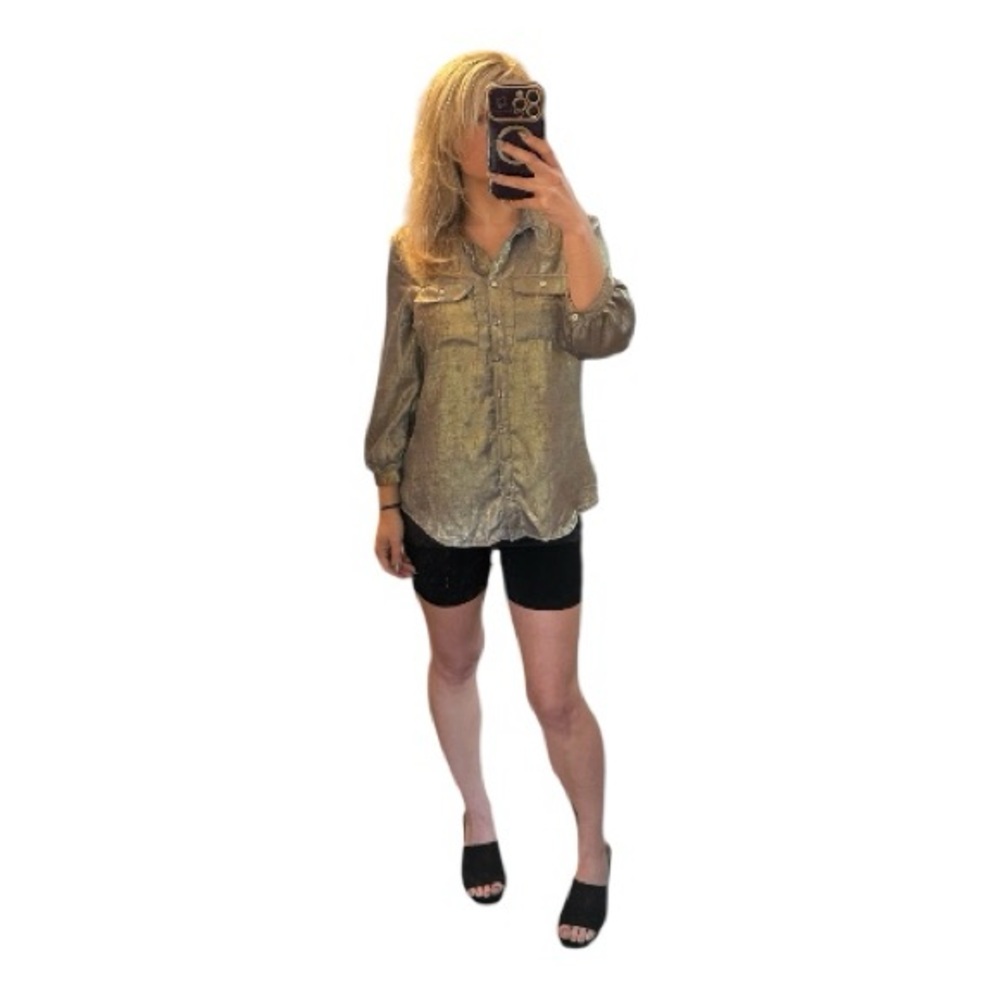 Y2K Vibes Sara Michelle Metallic Button Down Shirt Small - Picture 7 of 7